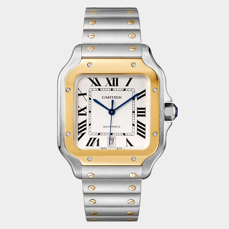 [CARTIER-까르띠에] santos -산토스 화이트 다이얼 옐로우 골드 베젤 39.8MM