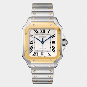 [CARTIER-까르띠에] santos -산토스 화이트 다이얼 옐로우 골드 베젤 39.8MM