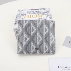 [DIOR-디올] 그레이 CD Diamond 프린팅 코팅 코튼 캔버스 반지갑