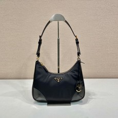 [PRADA-프라다] 리나일론 및 브러쉬드 가죽 숄더백