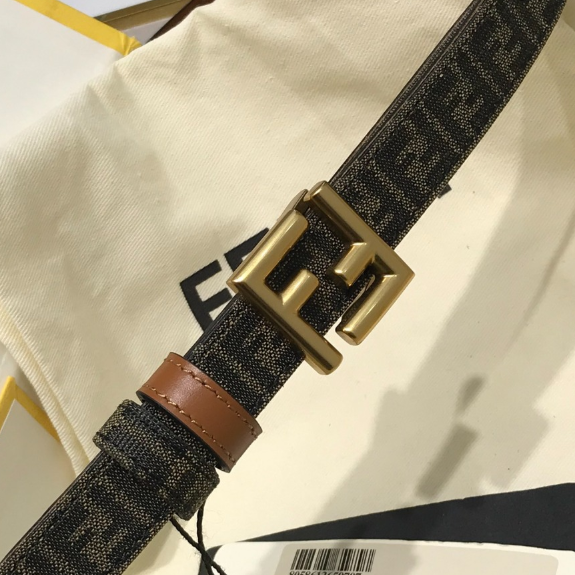 [FENDI-펜디] FF 리버시블 패브릭 레더 벨트