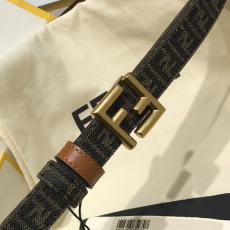 [FENDI-펜디] FF 리버시블 패브릭 레더 벨트