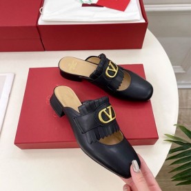 발렌티노 VALENTINO 여성 브이로고 뮬 플랫 슈즈