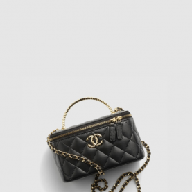 [CHANEL-샤넬] 트렌디 코스메틱케이스  램스킨 탑핸들