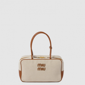 [MIUMIU-미우미우] 캔버스및가죽 보 탑핸들백 라지
