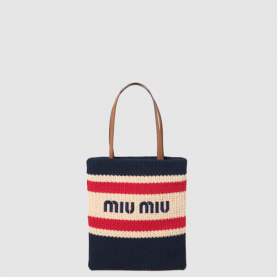 [MIUMIU-미우미우] 라피아 효과 우븐 토트백