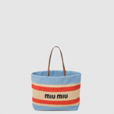 [MIUMIU-미우미우] 라피아 앤 코튼 토트백