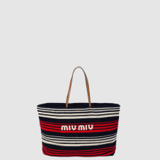 [MIUMIU-미우미우] 라피아 앤 코튼 토트백