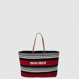 [MIUMIU-미우미우] 라피아 앤 코튼 토트백
