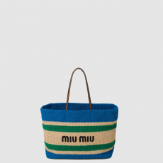 [MIUMIU-미우미우] 라피아 앤 코튼 토트백