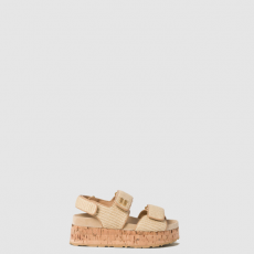 [MIUMIU-미우미우] 라피아 이펙트 우븐 패브릭 플랫폼 샌들 5XZ480