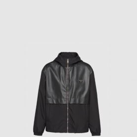 [PRADA-프라다] 실크 및 가죽 블루종 재킷