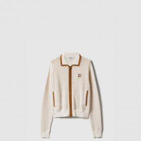 [MIUMIU-미우미우] 코튼 및 스웨이드 가디건 MMF965