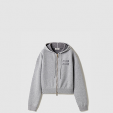 [MIUMIU-미우미우] 더블 캐시미어 지퍼 후디 가디건 MMF901