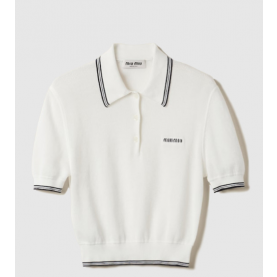 [MIUMIU-미우미우] 코튼 저지 폴로 셔츠 MML956