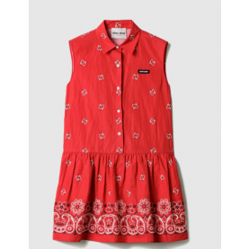 [MIUMIU-미우미우] 슬럽드 포플린 미니 드레스 MF5889