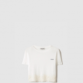 [MIUMIU-미우미우] 립 조직 저지 및 레이스 티셔츠 MJN565