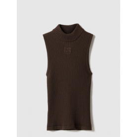 [MIUMIU-미우미우] 립 조직 니트 울 터틀넥 탑 MMV253