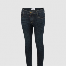 [THOM BROWNE-톰브라운]레더사각 진청 슬림핏 청바지