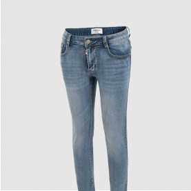 [THOM BROWNE-톰브라운]스틸로고 화이트패치 슬림핏 데님팬츠