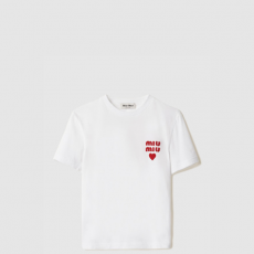 [MIUMIU-미우미우] 저지 코튼 티셔츠 MJN499