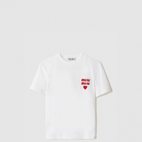 [MIUMIU-미우미우] 저지 코튼 티셔츠 MJN499