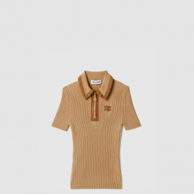 [MIUMIU-미우미우] 리브드 니트 캐시미어 폴로 스웨터 MMLB74