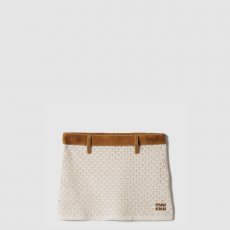 [MIUMIU-미우미우] 코튼 및 스웨이드 미니스커트 MMG547