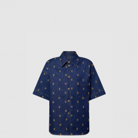 [LOUIS VUITTON-루이비통] 엠브로이더드 시그니처 쇼트 슬리브드 데님 셔츠 1AFJDV