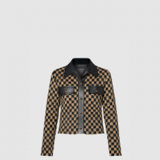 [LOUIS VUITTON-루이비통] 레더 액센트 다미에 니트 재킷 1AFTZL