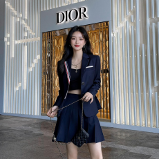 [THOM BROWNE-톰브라운]울 싱글 재킷 블레이저 플리츠 미니 스커트 투피스 세트