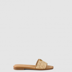 [PRADA-프라다] 라피아 크로셰 레더 슬라이드