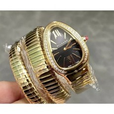 [BULGARI-불가리] 세르펜티 투보가스 골드 다이아몬드 블랙다이얼  쿼츠  35mm